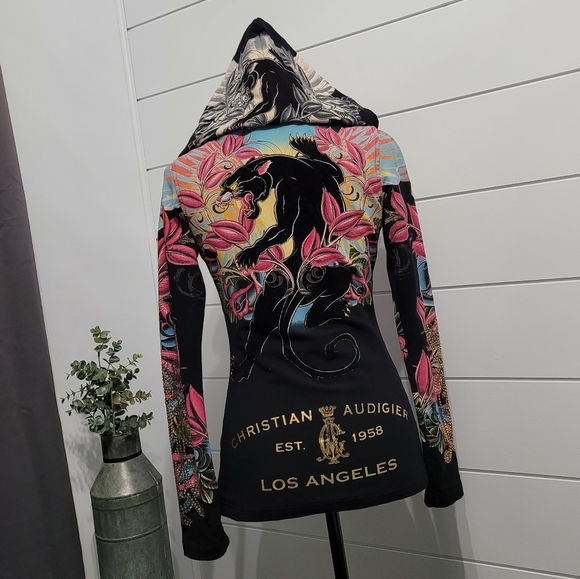 NEW Christian Audigier Zip up Hoodie - Picture 3 of 12